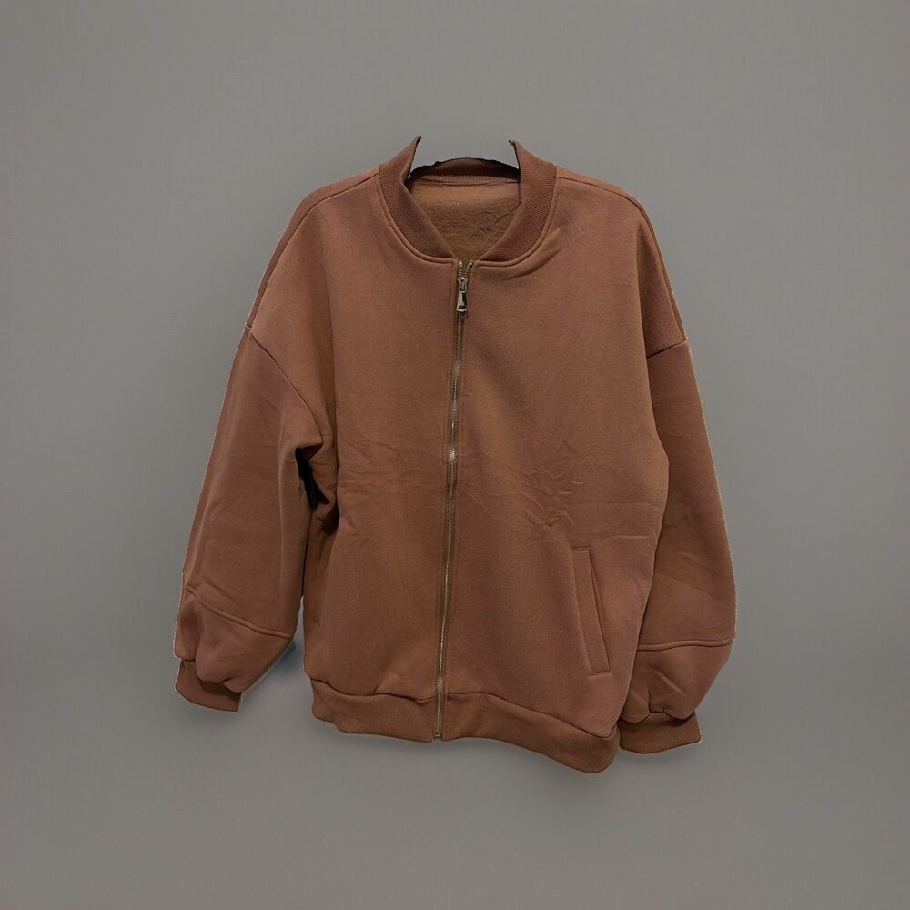Solid Color Womens Long Sleeve Zip Up Jacket for Spring Summer Autumn Winter